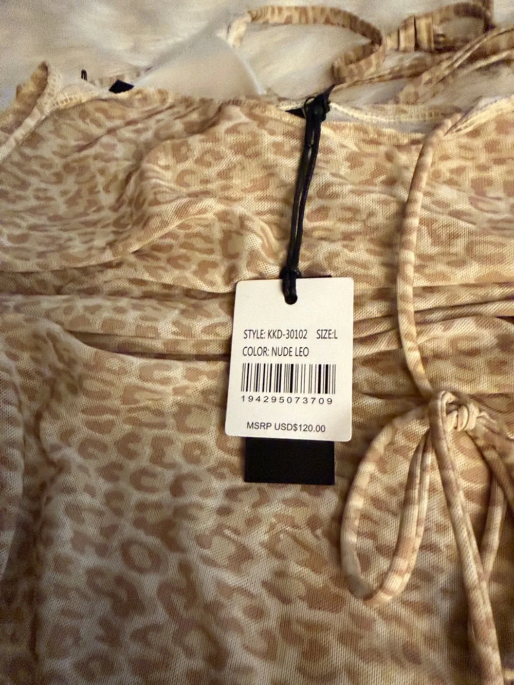 Kendall & Kylie Beige Leopard Print Triangle Bikini and cover up dress